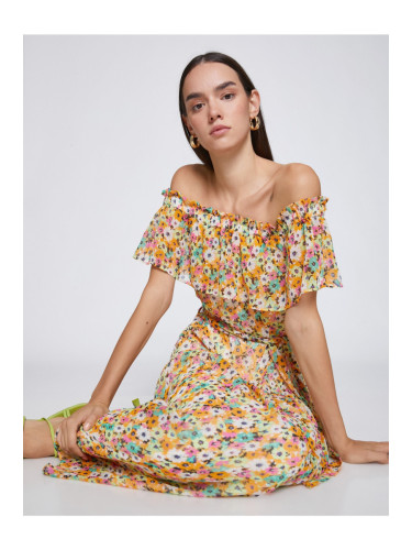 Koton флорална дълга рокля с отворени рамене