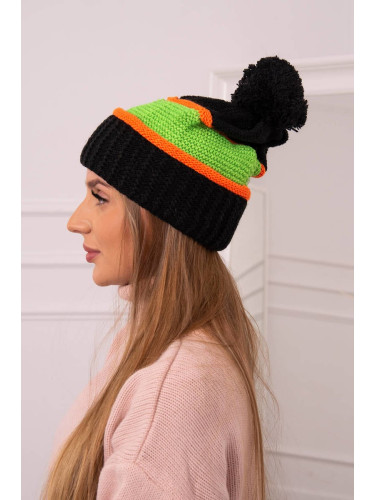 Women's Cap Kinga K297 Black + Neon Green + Orange