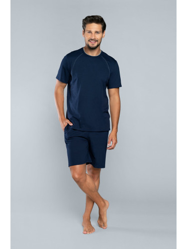 Men's pyjamas Niko, short sleeves, 1/2 pants - dark blue