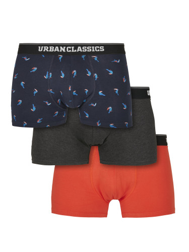 Men's Boxer Shorts 3-Pack Birds/Grey/Orange