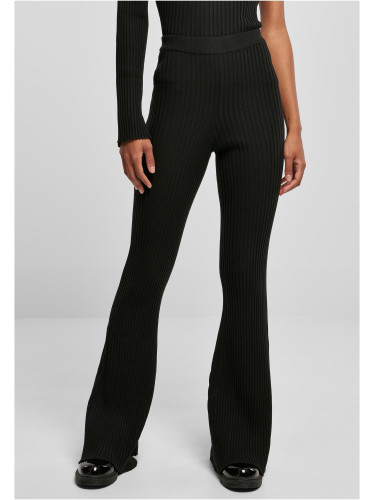 Women's flared ribbed knit leggings black