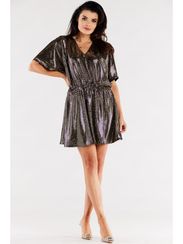 Awama Woman's Dress A561 Gold/Dots