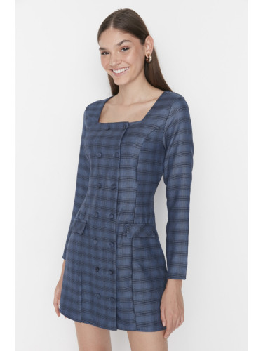 Trendyol флот синьо колан тъкани рокля