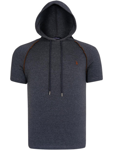 T8570 DEWBERRY HOODED MEN'S T-SHIRT-FLAT ANTHRACITE