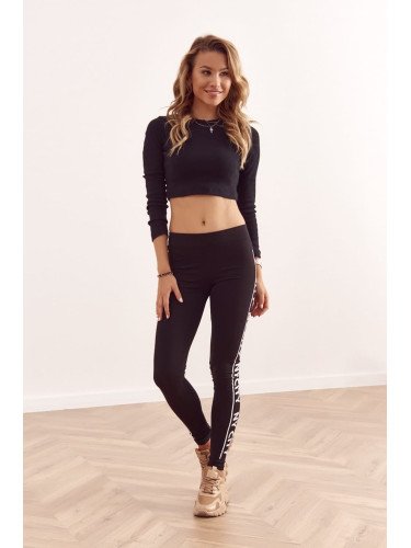 Women's black leggings with inscriptions on the sides