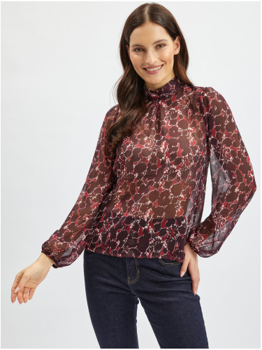 Orsay Burgundy Women's Patterned Blouse - Women's