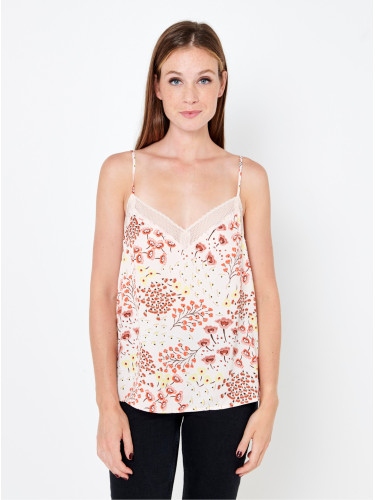 Cream floral top CAMAIEU - Women's