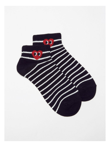 Striped socks with red heart black