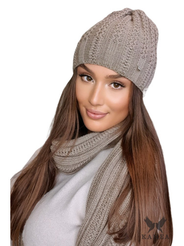 Дамски комплект. Kamea Kamea_Set_Hat&Scarf_K.22.253.04_Dark_Beige