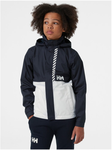 White-blue children's waterproof jacket with hood HELLY HANSEN - unisex