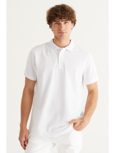 ALTINYILDIZ CLASSICS Мъжка бяла 100% памучна ролетна яка Slim Fit Slim Fit Polo Neck тениска с къс ръкав.