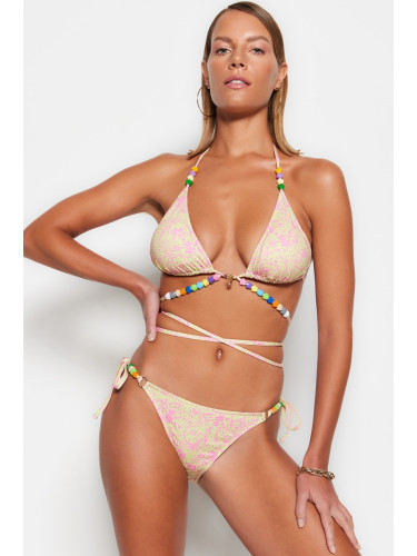 Trendyol абстрактни шарени формован аксесоар редовни крак бикини дъното