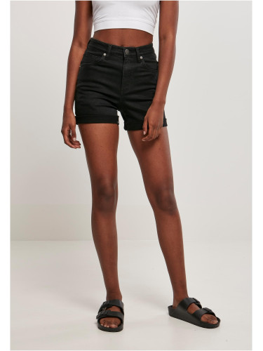Women's Organic Stretch Denim 5 Pocket Shorts, Black Washed