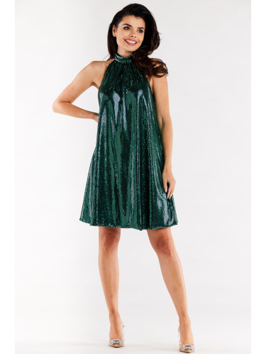 Awama Woman's Dress A563 Green/Dots
