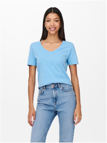 Light blue basic T-shirt JDY Farock - Women
