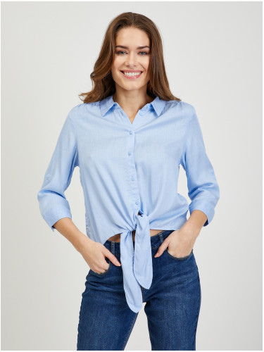 Light blue women's shirt with knot ORSAY