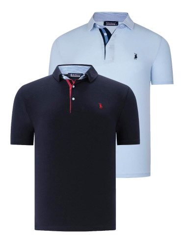 ДВОЕН КОМПЛЕКТ T8582 МЪЖКА ТЕНИСКА DEWBERRY-NAVY BLUE-BABY BLUE