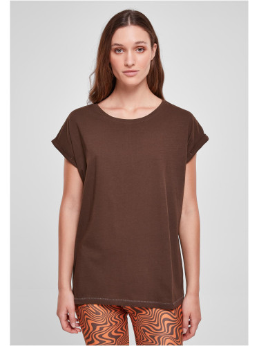 Women's T-shirt with extended shoulder brown