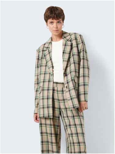 Beige women's oversize checkered blazer Noisy May Laura - Women's