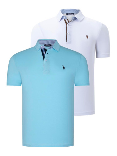 DUAL SET T8582 DEWBERRY MENS T-SHIRT-WHITE-CYAN