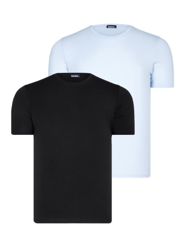 DUAL SET T8569 DEWBERRY BIKE COLLAR MENS T-SHIRT-BLACK-BLUE