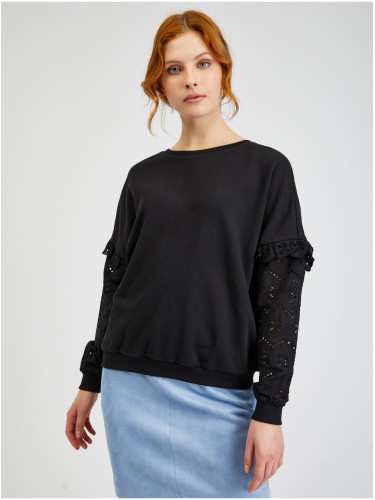 Orsay Black Ladies Sweater with Decorative Sleeves - Women