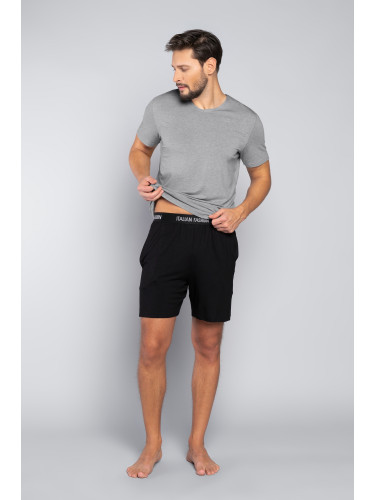 Men's pyjamas Dallas, short sleeves, shorts - melange/black