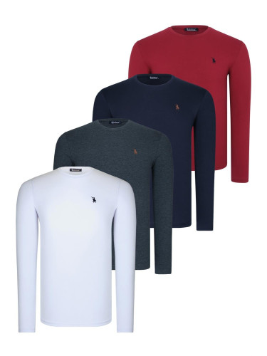 QUADRUPLE SET T8588 DEWBERRY ROUND NECK MEN'S SWEATSHIRT-ANTHRACITE-NAVY-WHITE-BURGUNDY