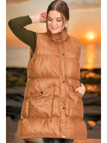 Z6729 DEWBERRY HK СТИЛ ДАМИ ЖИЛЕТКА-ПЛОСКА КАМИЛА