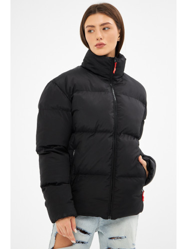D1fference Дамски черен вътрешен облицован водоустойчив и ветроупорен надуваеми зимно палто.