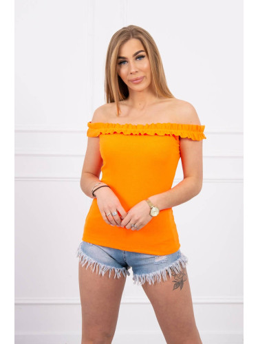 Blouse with orange neon with ruffles