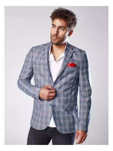 Marynarka męska w kratę granatowa Dstreet