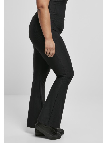Women's leggings with a high waist and ribbed cut black