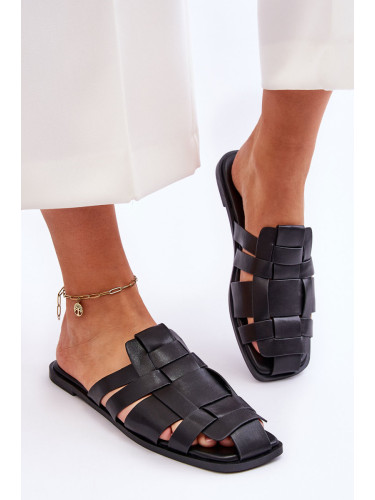 Boto Дамски чехли на райе черни Reyna