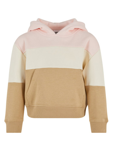 Girls' Oversized 3-Tone Hoody Pink/White Sand/Unionbeige