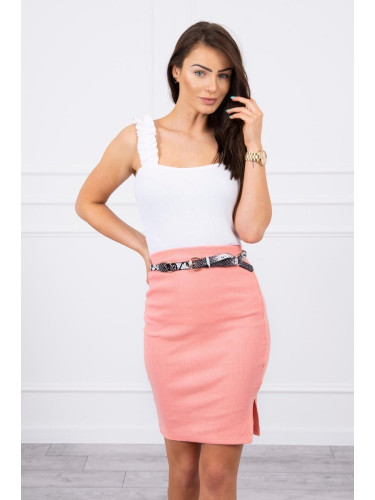 Skirt equipped with ribbed apricot