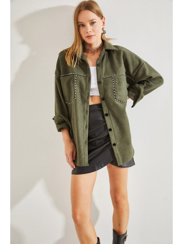 Bianco Lucci жените камък бродирани Cachet яке с двойни джобове