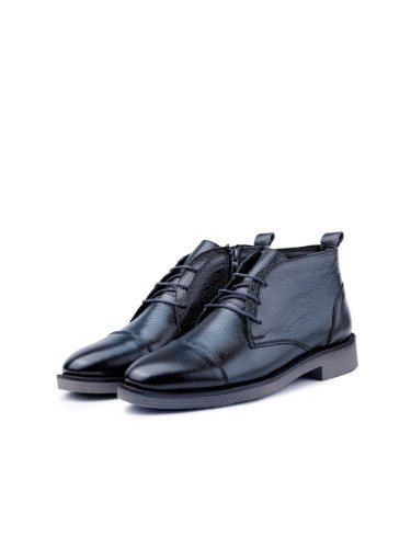 Ducavelli Birmingham Genuine Leather Lace-Up Zippered Anti-Slip Sole Daily Boots Navy Blue.