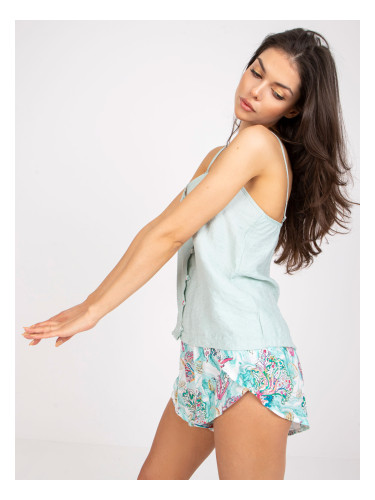 Turquoise two-piece pajamas with shorts