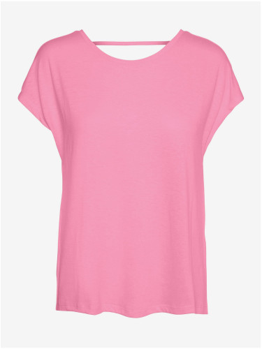 Pink T-shirt with neckline on the back VERO MODA Ulja June - Women