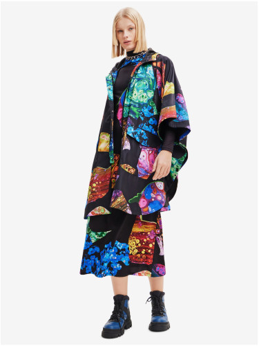 Black Desigual Manchas Colima Womens Patterned Poncho - Women