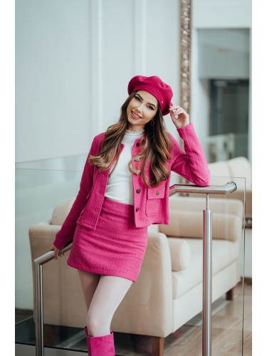 Trendyol Pink Tweed Fabric Pencil Straight Cut Mini Length Woven Skirt