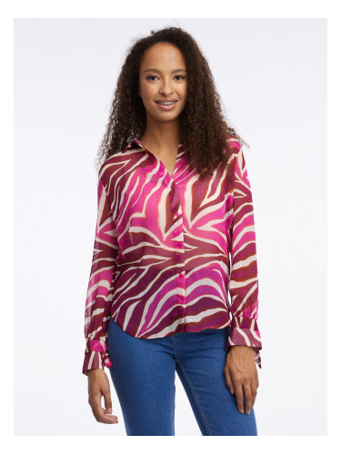 Orsay Pink Burgundy Ladies Patterned Blouse - Women