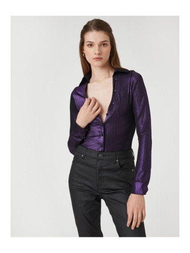 Koton Glittered Low Cut Slim Fit Shirt