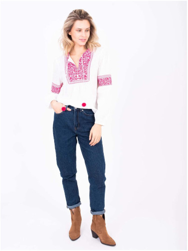 Pink and White Women's Loose Blouse Brakeburn