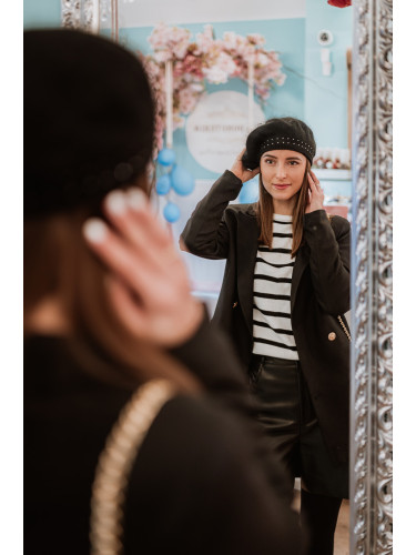 Trendyol черен основен раиран трикотажен пуловер