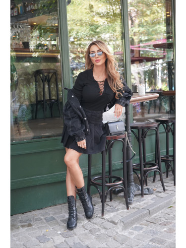 Trendyol Black Snap Premium Yarn / Special Yarn Knitwear Body