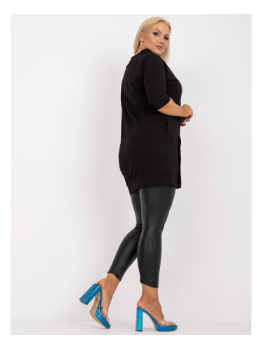 Black smooth tunic plus size with bow