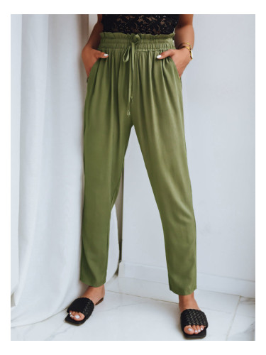 Materiałowe spodnie damskie ADELIS zielone Dstreet