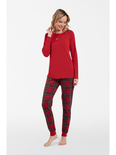 Women's Tess Long Sleeves, Long Leg Pajamas - Red/Print